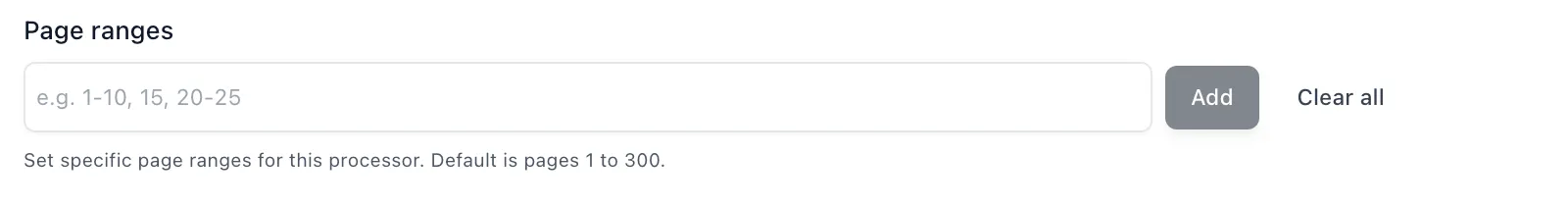 Page ranges settings in Extend Studio