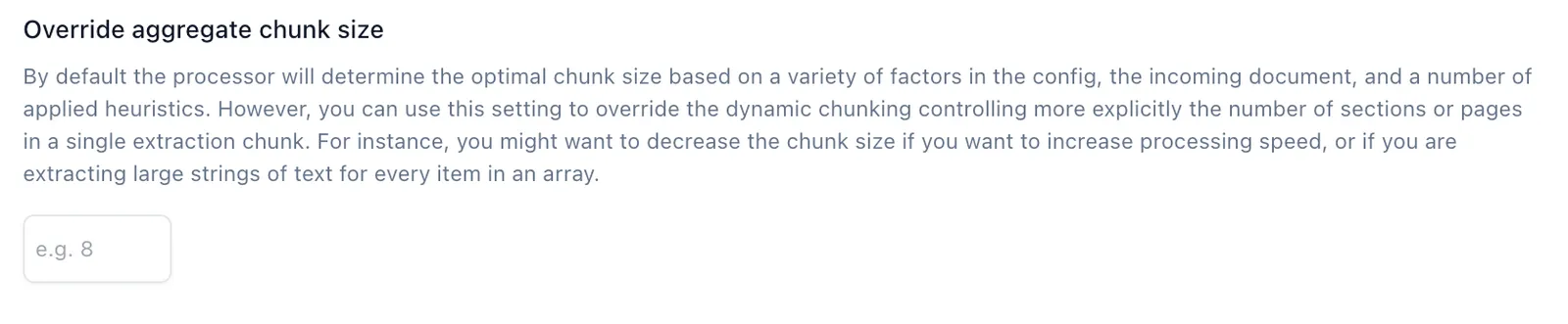 Chunk size settings in Extend Studio