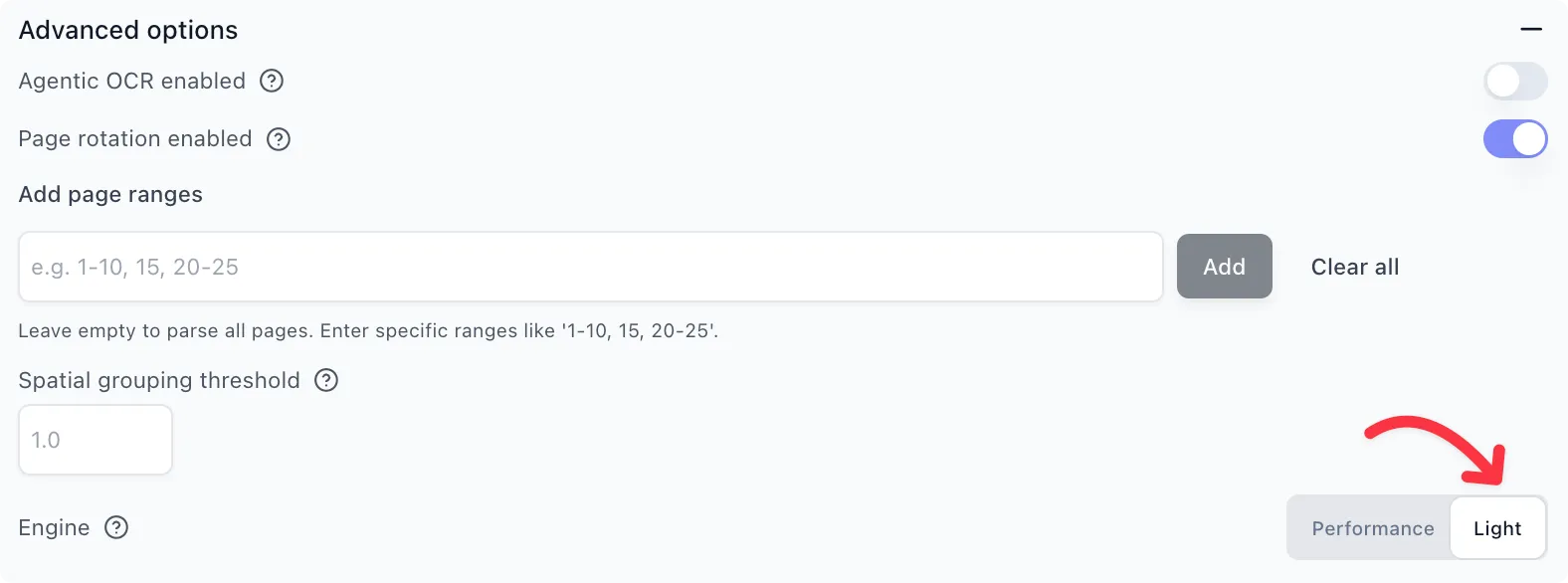 Parse engine options in Extend Studio