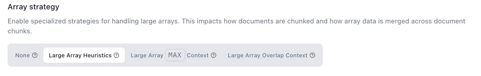 Array strategy options in Extend Studio