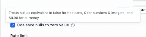 Null coalescing option for evaluation field comparisons