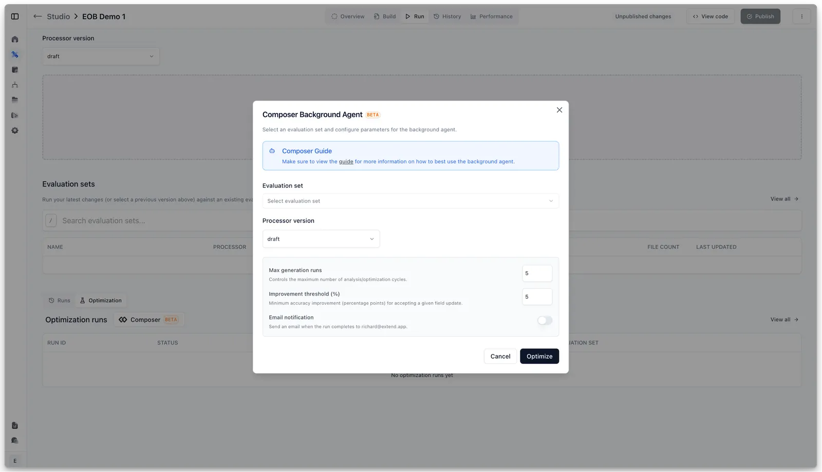 Configuration options for extract