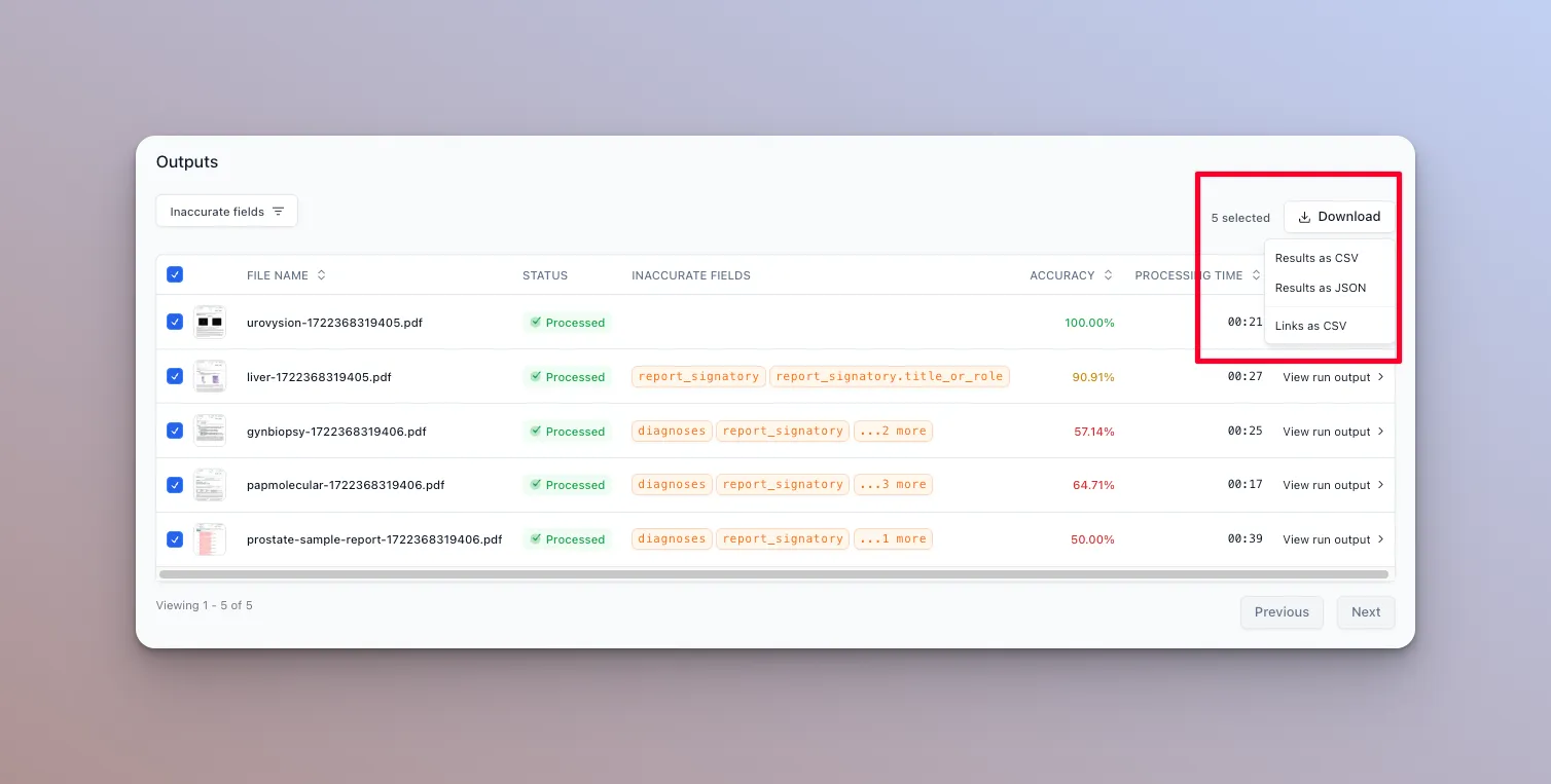 Exporting evaluation results to CSV