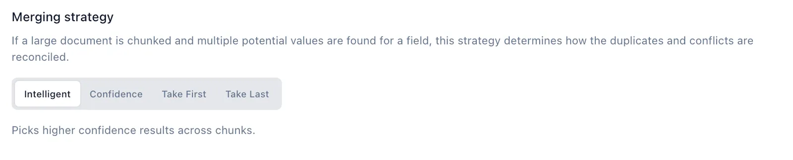 Merging strategy settings in Extend Studio